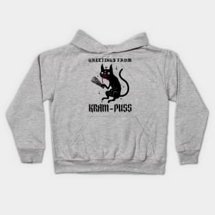 Greetings From Kram-puss, Funny Krampus Cat Christmas Kids Hoodie